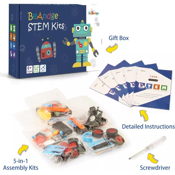 Kit STEM 5-en-1 pour Enfants : Robotique, Sciences, et Créativité ! Idée Cadeau Garçon 6-14 ans